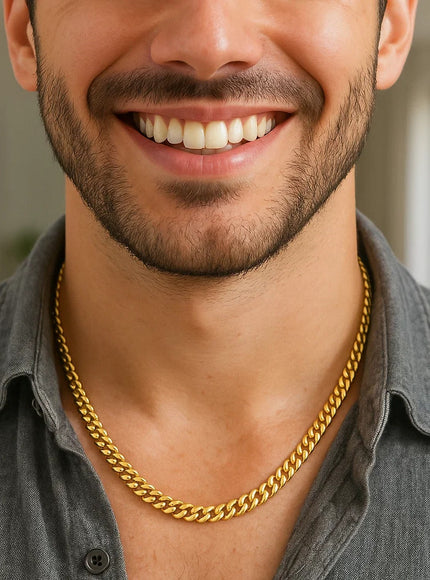 6.0mm 14k Yellow Gold Classic Miami Cuban Solid Chain