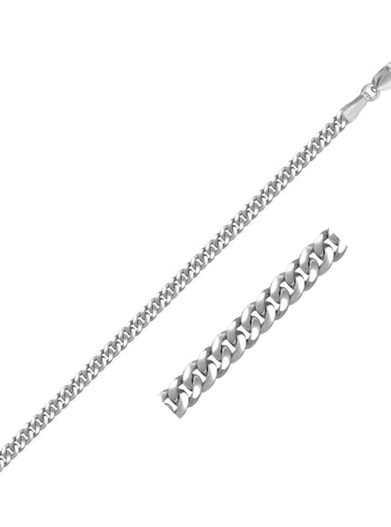 3.0mm 14K White Gold Gourmette Chain