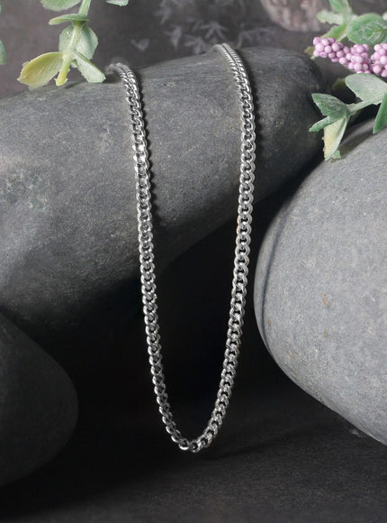 3.0mm 14K White Gold Gourmette Chain