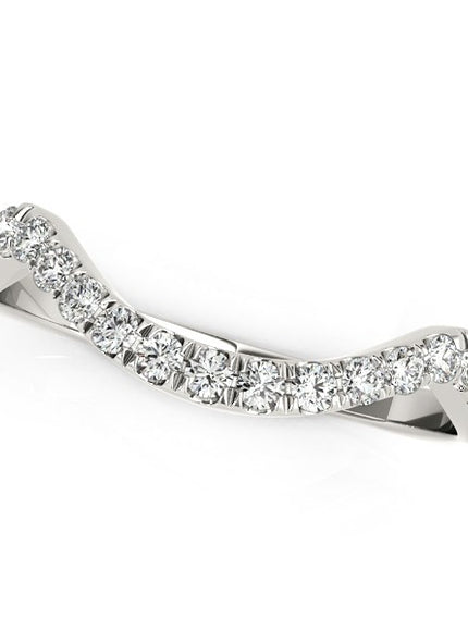 14k White Gold Modern Curved Style Pave Diamond Wedding Band (1/5 cttw)