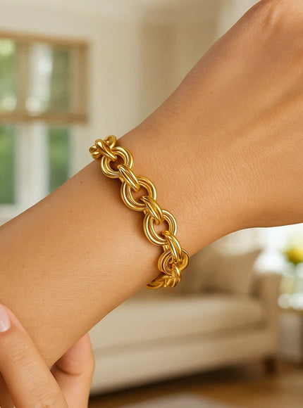 Twisted Double Link Bracelet in 14k Yellow Gold