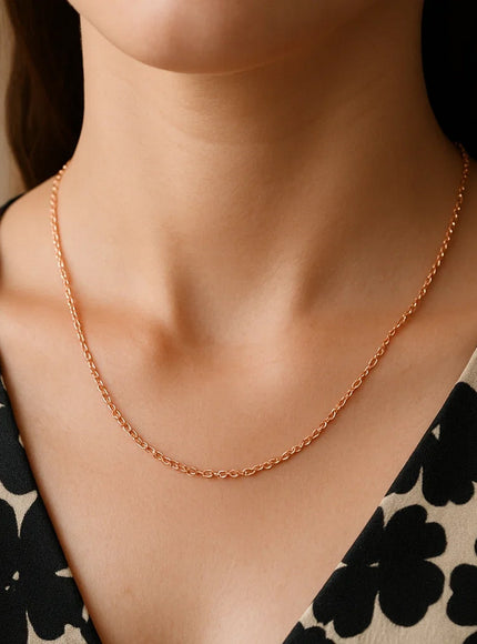 14k Rose Gold Round Cable Link Chain 1.3mm