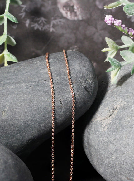 14k Rose Gold Round Cable Link Chain 1.3mm