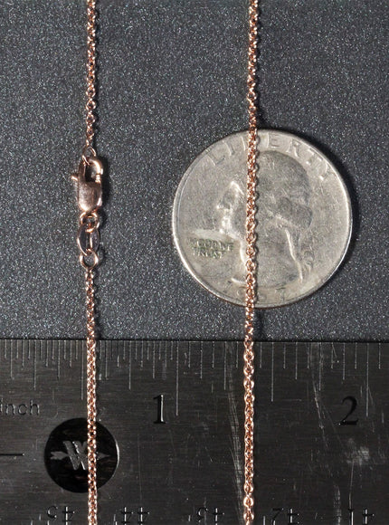 14k Rose Gold Round Cable Link Chain 1.3mm