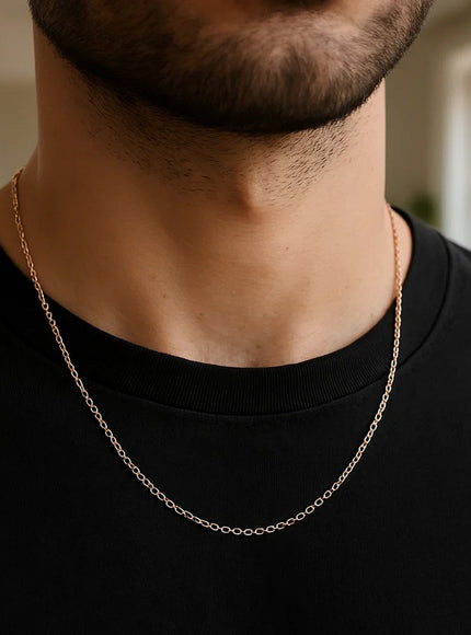 14k Rose Gold Round Cable Link Chain 1.3mm