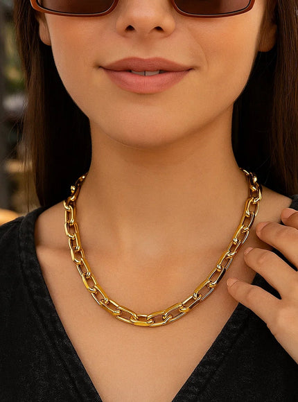 14k Yellow Gold French Cable Link Necklace (9mm)