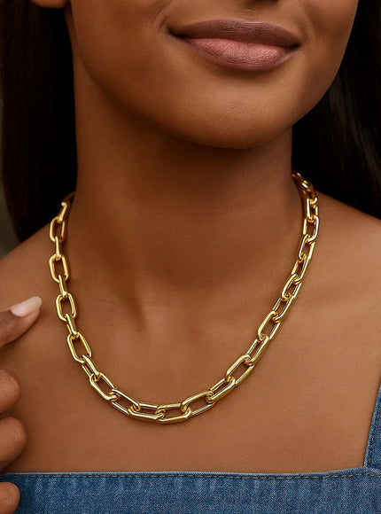 14k Yellow Gold French Cable Link Necklace (9mm)