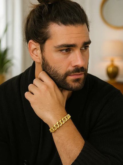 8.25mm 14k Yellow Gold Classic Miami Cuban Solid Bracelet