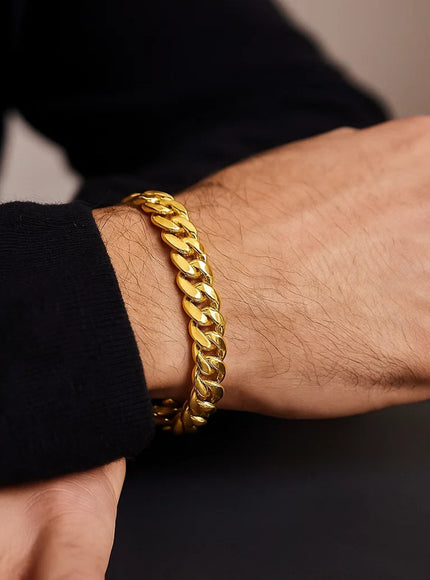 8.25mm 14k Yellow Gold Classic Miami Cuban Solid Bracelet