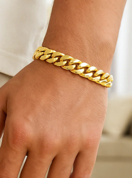 8.25mm 14k Yellow Gold Classic Miami Cuban Solid Bracelet