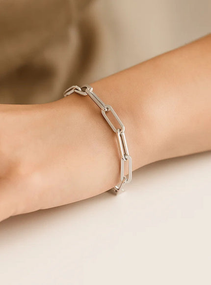 14K White Gold Extra Wide Paperclip Chain Bracelet