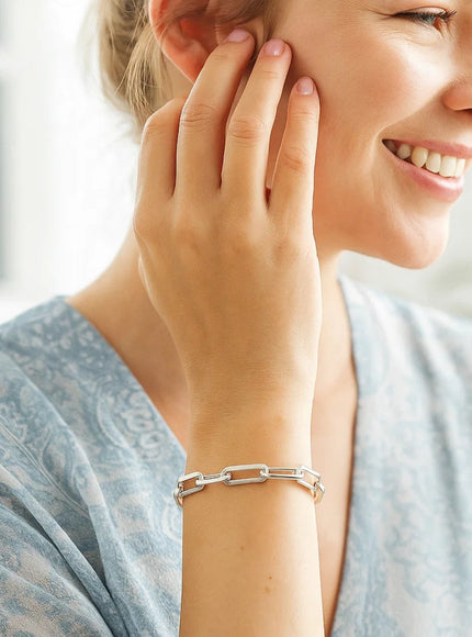 14K White Gold Extra Wide Paperclip Chain Bracelet