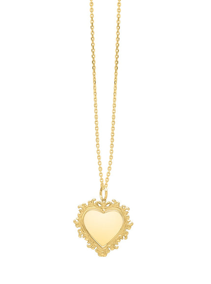 Baroque Heart Necklace in 14K Yellow Gold