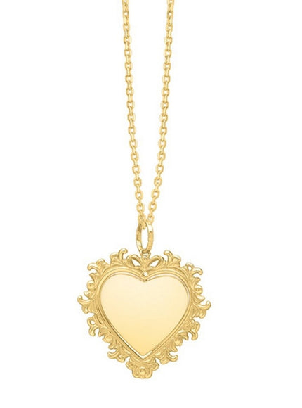 Baroque Heart Necklace in 14K Yellow Gold