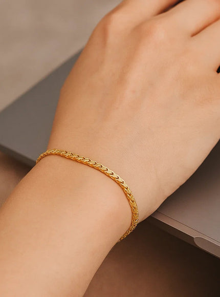 2.2mm 14k Yellow Gold Solid Diamond Cut Round Franco Bracelet