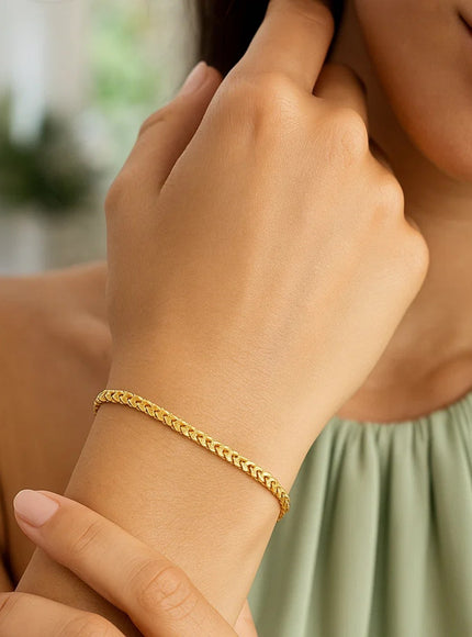 2.2mm 14k Yellow Gold Solid Diamond Cut Round Franco Bracelet