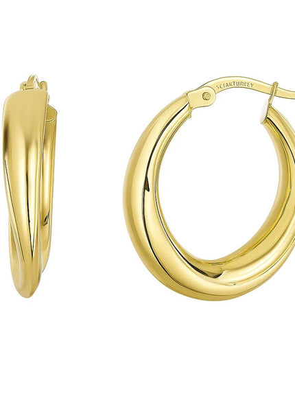 14k Yellow Gold Oval Hoop Earrings