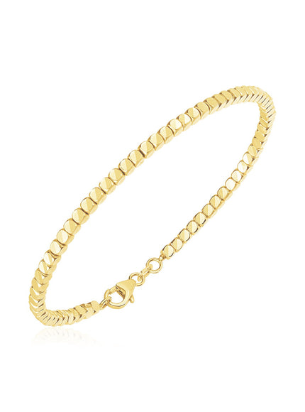 14k Yellow Gold High Polish Bead Cuff Bangle