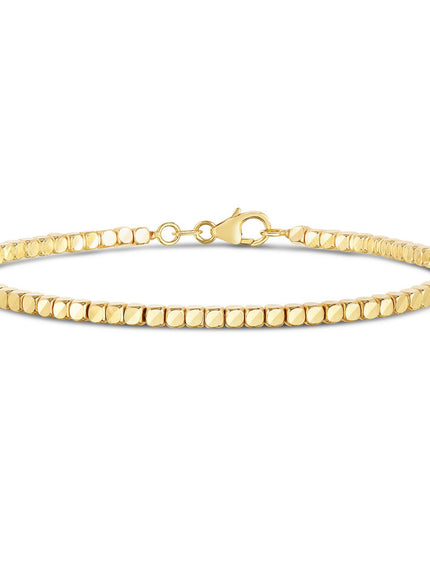 14k Yellow Gold High Polish Bead Cuff Bangle