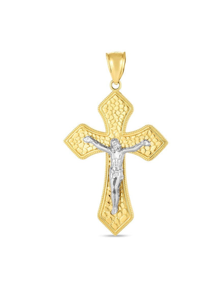 14k Two Tone Gold High Polish Diamond Cut Cross Pendant - Ellie Belle