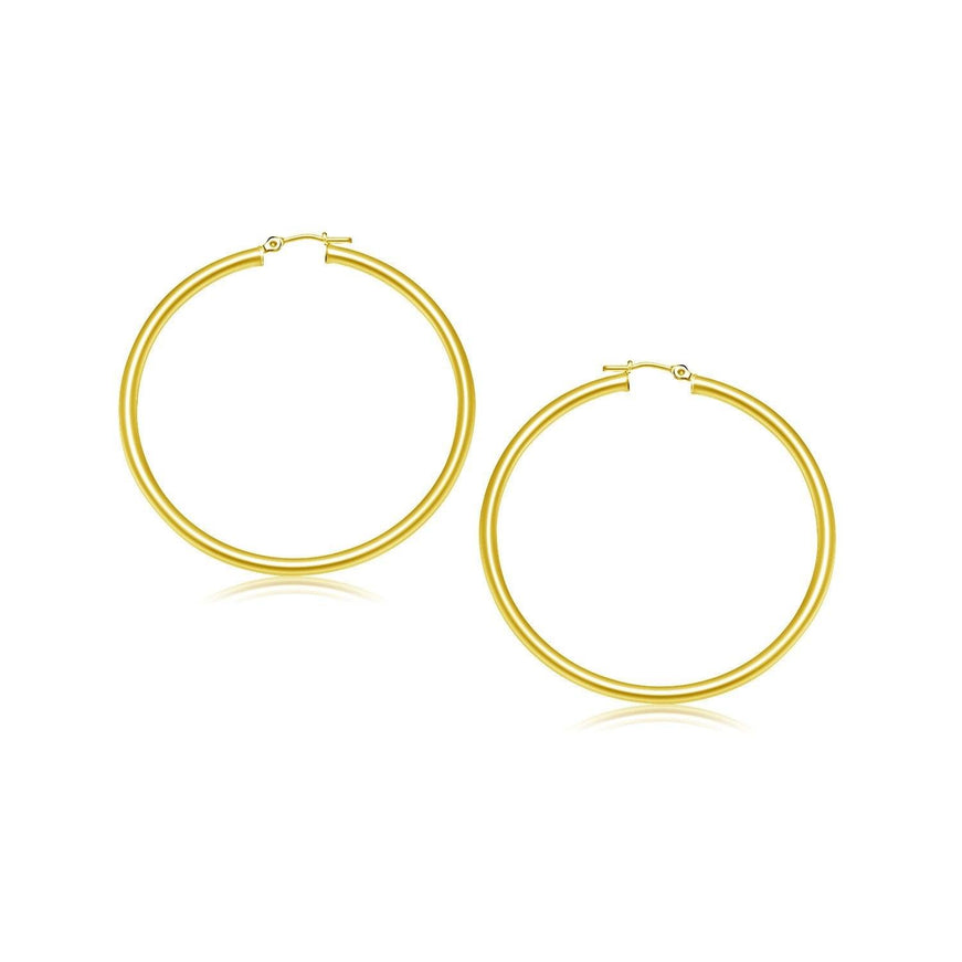 10k Yellow Gold Polished Hoop Earrings (25 mm) - Ellie Belle