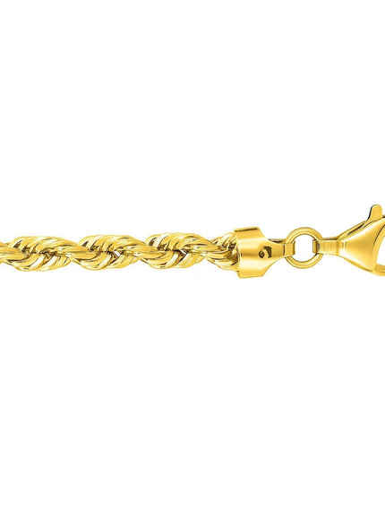 5.0mm 10k Yellow Gold Solid Diamond Cut Rope Bracelet