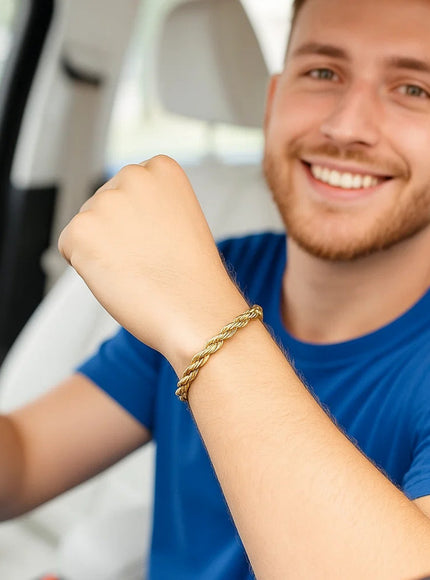 5.0mm 10k Yellow Gold Solid Diamond Cut Rope Bracelet