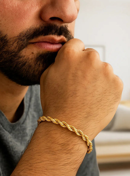 5.0mm 10k Yellow Gold Solid Diamond Cut Rope Bracelet