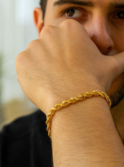 5.0mm 10k Yellow Gold Solid Diamond Cut Rope Bracelet