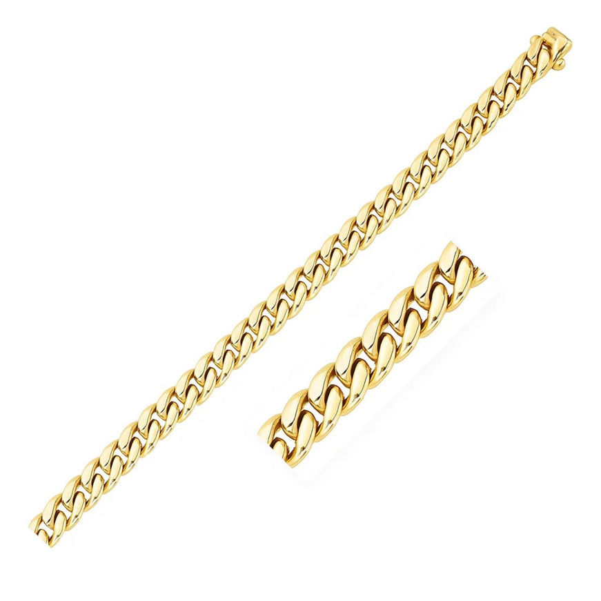 3.2mm 14k Yellow Gold Classic Miami Cuban Solid Bracelet