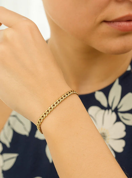 3.2mm 14k Yellow Gold Classic Miami Cuban Solid Bracelet