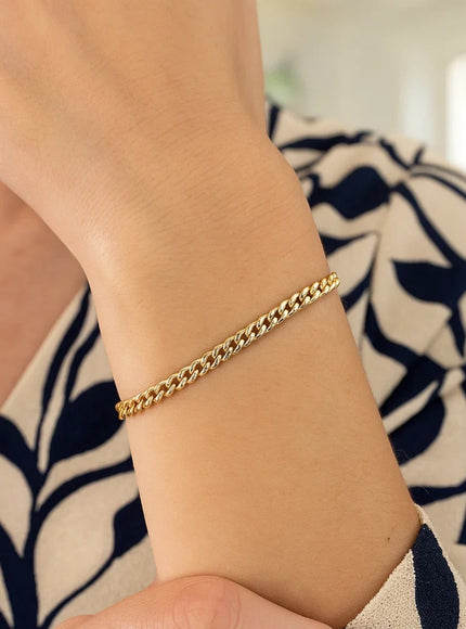 3.2mm 14k Yellow Gold Classic Miami Cuban Solid Bracelet