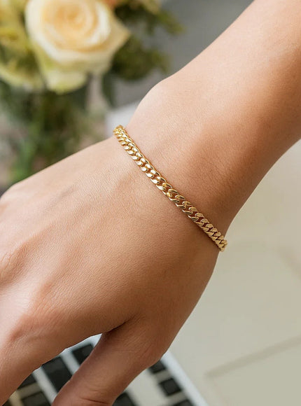 3.2mm 14k Yellow Gold Classic Miami Cuban Solid Bracelet
