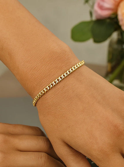 3.2mm 14k Yellow Gold Classic Miami Cuban Solid Bracelet
