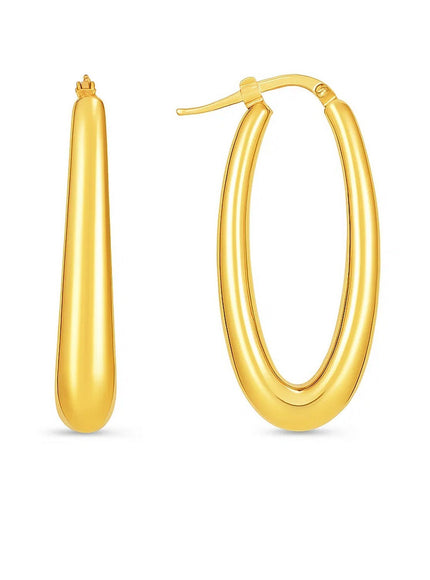 14k Yellow Gold Elongated Oval Hoops