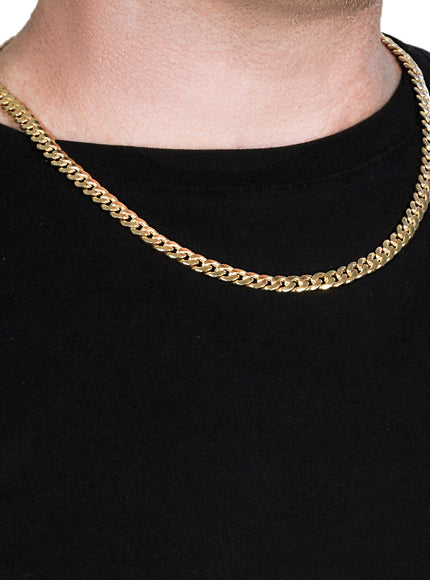 6.7mm 14k Yellow Gold Miami Cuban Semi Solid Chain