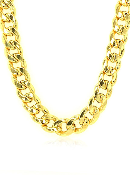 6.7mm 14k Yellow Gold Miami Cuban Semi Solid Chain