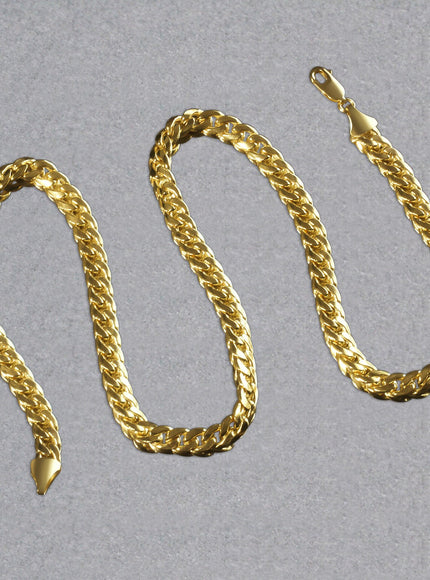 6.7mm 14k Yellow Gold Miami Cuban Semi Solid Chain