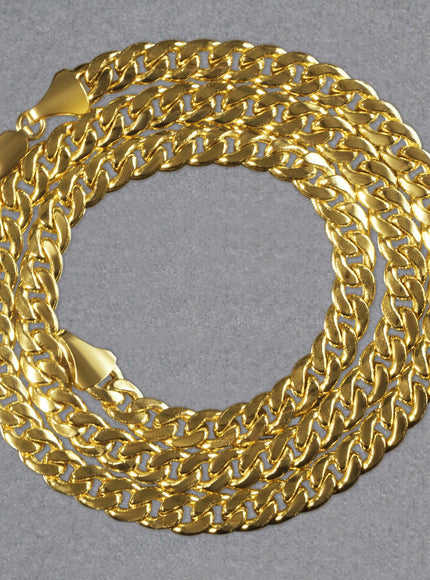 6.7mm 14k Yellow Gold Miami Cuban Semi Solid Chain