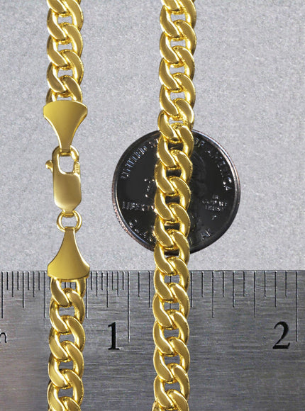 6.7mm 14k Yellow Gold Miami Cuban Semi Solid Chain