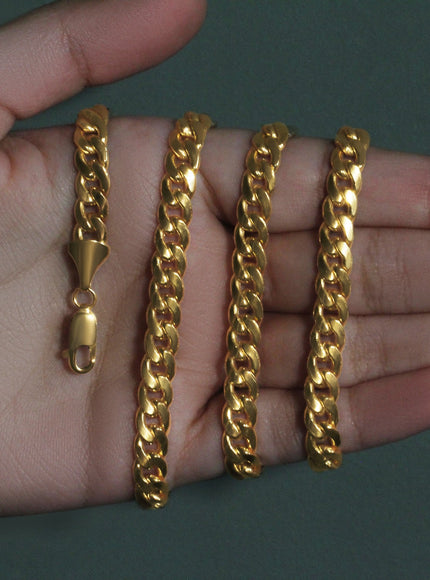 6.7mm 14k Yellow Gold Miami Cuban Semi Solid Chain