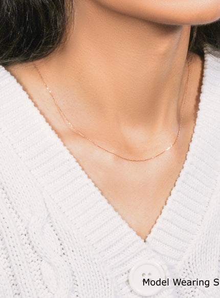 14k Rose Gold Diamond Cut Cable Link Chain 0.7mm