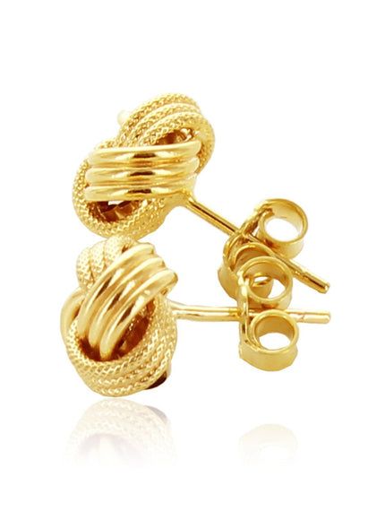 10k Yellow Gold Love Knot with Ridge Texture Earrings