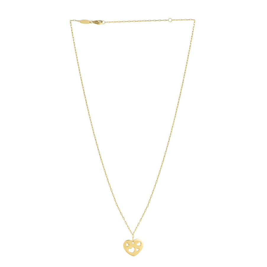 Cutout Heart Necklace in 14K Yellow Gold