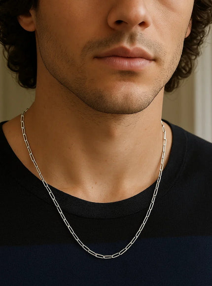 14K White Gold Fine Paperclip Chain (1.5mm)