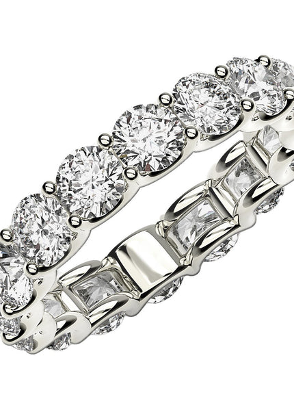 Round Cut Lab Grown Diamond Eternity Ring in 14k White Gold (4 cttw FG/VS2)