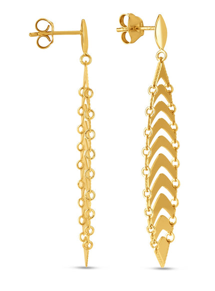 14k Yellow Gold Drop Leaf Earrings