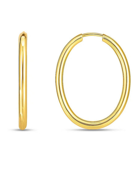 14k Yellow Gold Endless Oval Hoop Earrings