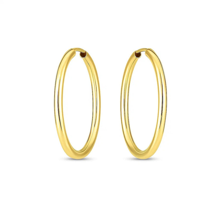 14k Yellow Gold Endless Oval Hoop Earrings