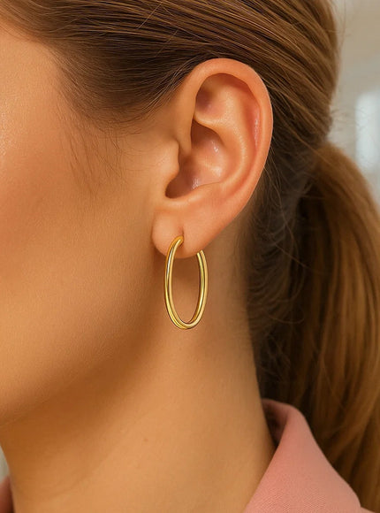 14k Yellow Gold Endless Oval Hoop Earrings